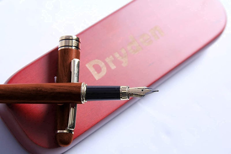 Dryden Designs Luxury Rosewood Fountain Pen with Ink Refill Converter and Gift Case - Smooth & Elegant - Image 5